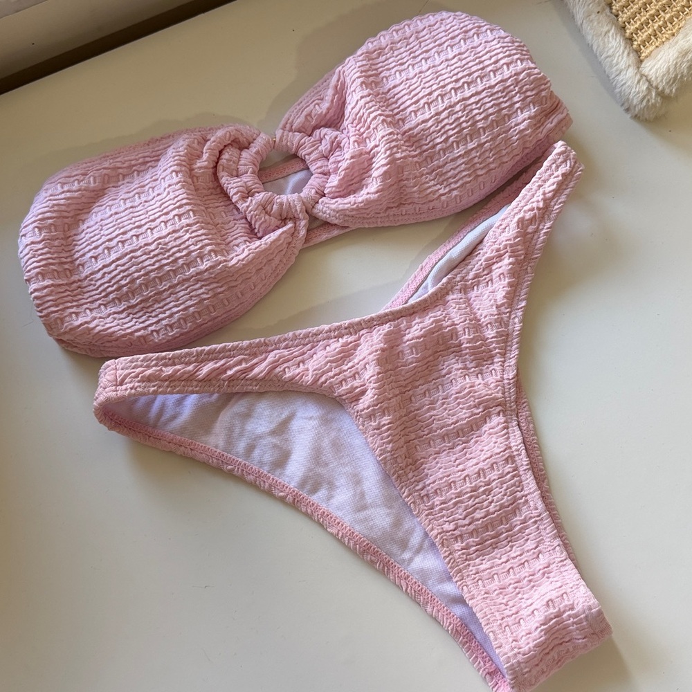 Pink Textured Bikini Set - Picture 2 of 3